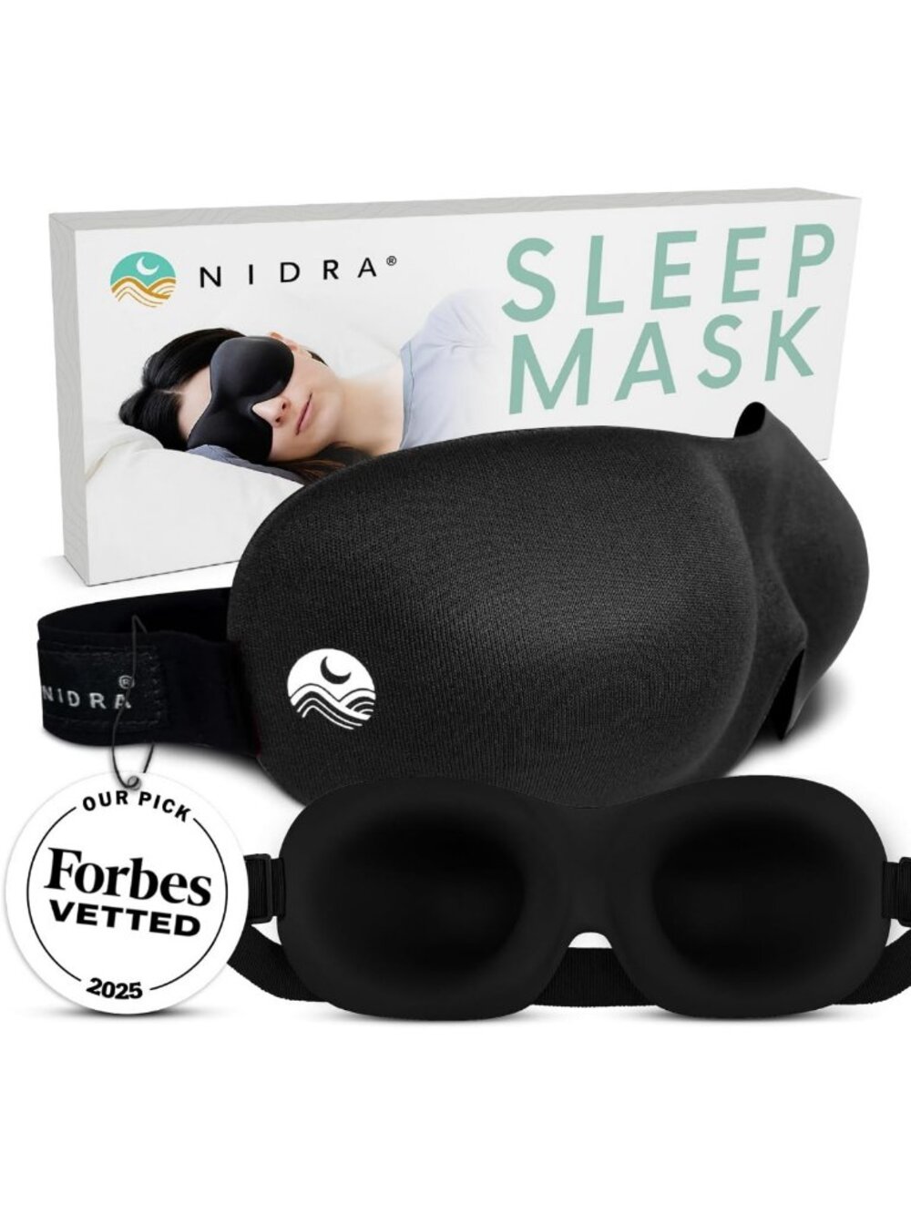 Contoured Sleep Mask - Black, Comfortable Eye Cover for Restful Sleep, Standard